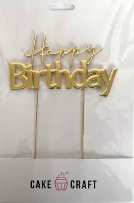 Happy Birthday Cake Topper Gold