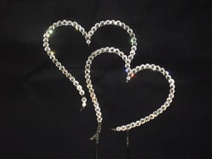 Swarovski Crystal Double Heart Cake Topper