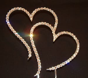 Swarovski Crystal Double Heart Cake Topper