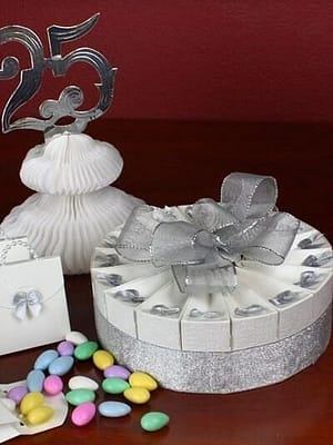 Cake Favor 1 Tier Silver Anniversary